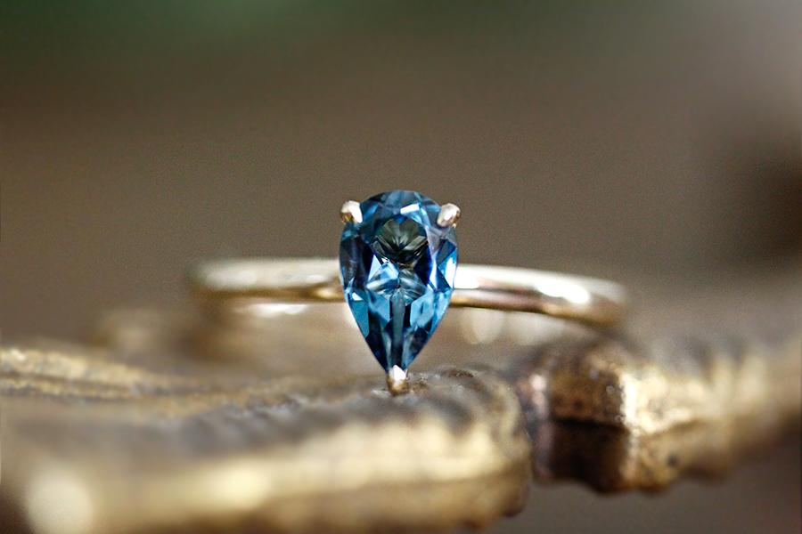 London blue topaz pear shaped clearance ring