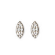 Silver Marquise Diamond Leaf Studs Andrea Bonelli Jewelry Sterling Silver