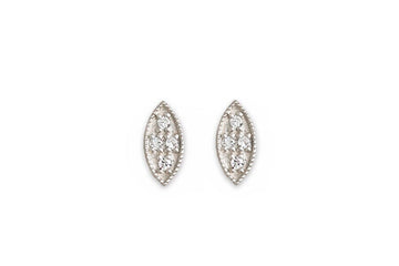 Silver Marquise Diamond Leaf Studs Andrea Bonelli Jewelry Sterling Silver