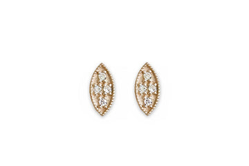 Marquise Leaf Studs Andrea Bonelli Jewelry 14k Yellow Gold